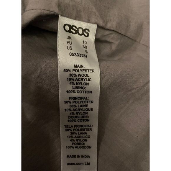 ASOS, women's grey square, front pockets, side zip, wool blend mini skirt size 6 - Picture 10 of 10